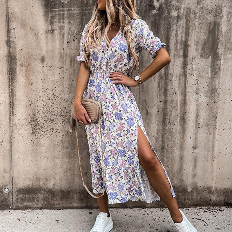 Levoire | Robe Mi-Longue Pour Femmes Léger Chaud Uni Blanc violet