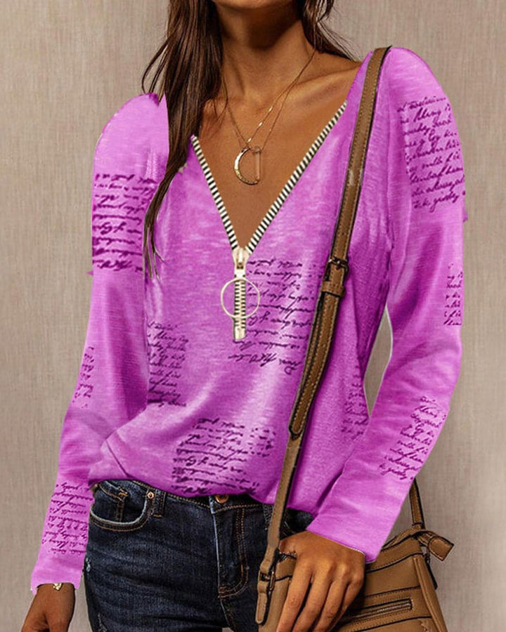 Levoire | Sweatshirt À Col En V Et À Manches Longues rose clair