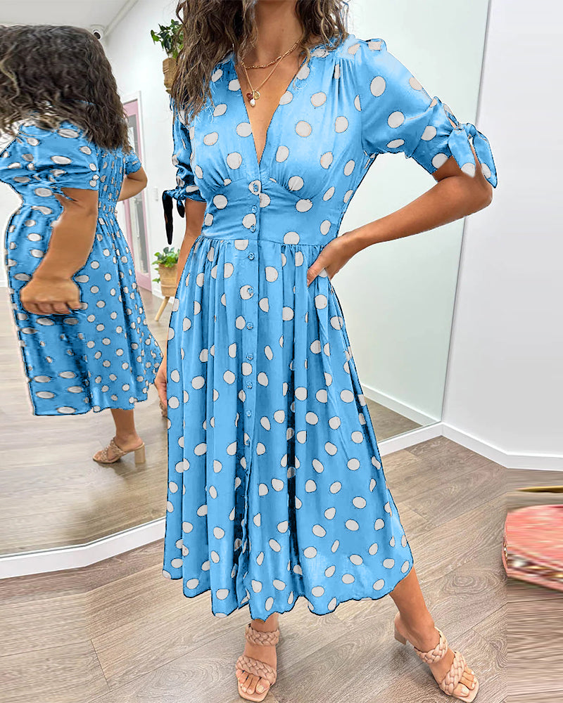 Levoire | Robe midi fleurs colorées Bleu ciel