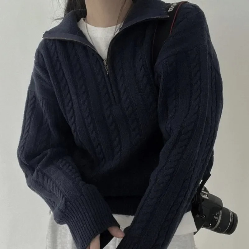 Levoire | Veste à zip pour femmes en tricot, Coupe confortable Noir