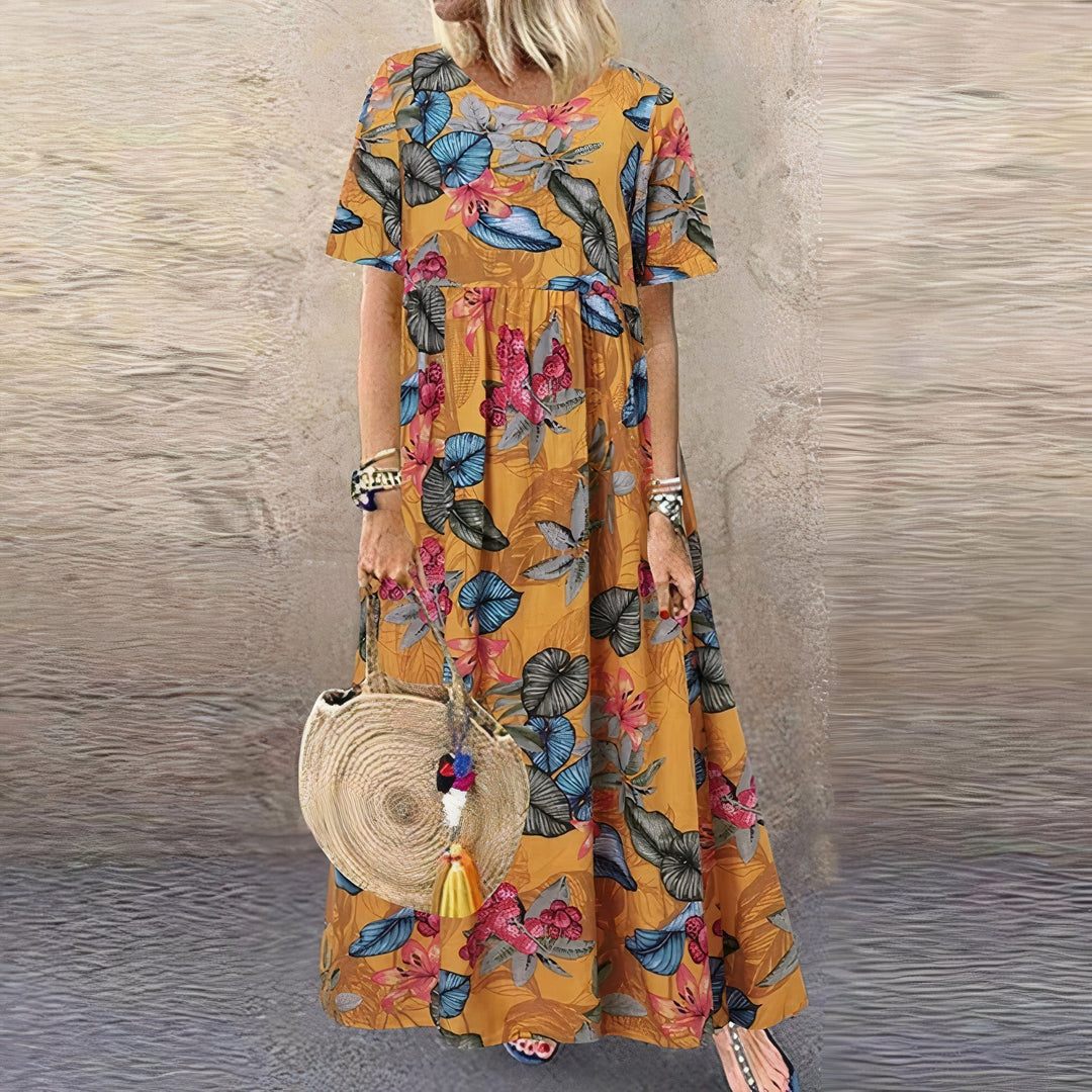 Levoire | Robe Fleurie Coupe Décontractée Jaune