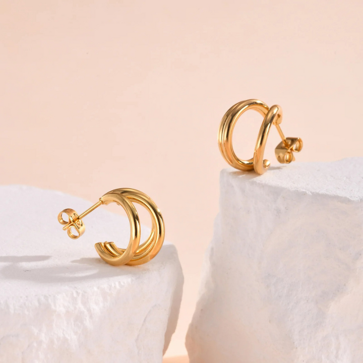 Levoire | Boucles D'Oreilles Géométriques À Double Couche