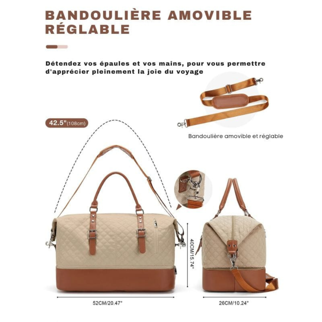 Levoire | Sac de voyage week-end pour femmes au style élégant Khaki