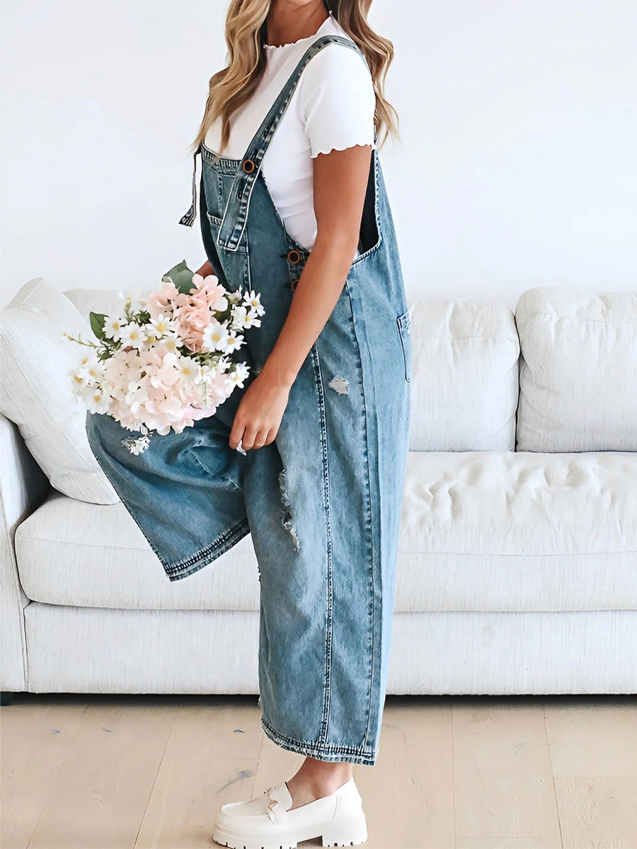 Levoire | Salopette En Jean Détachée En Look Usé