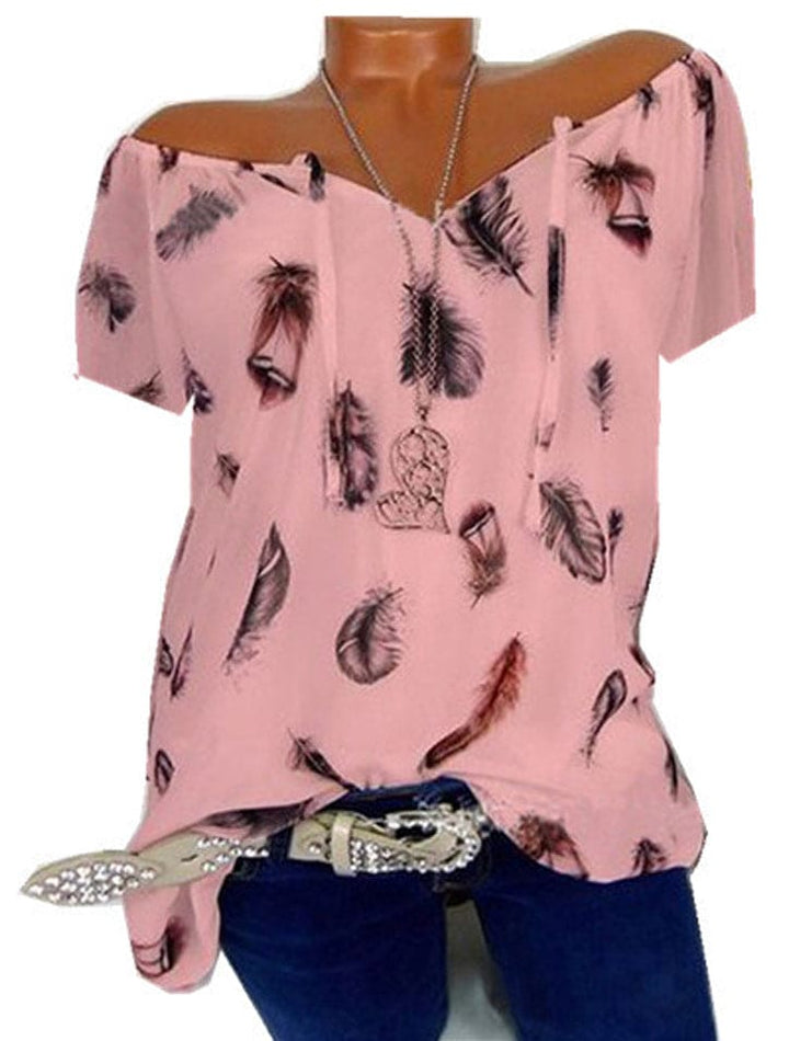 Levoire | Blouse Ajustée Avec Motif Plumes Rosa