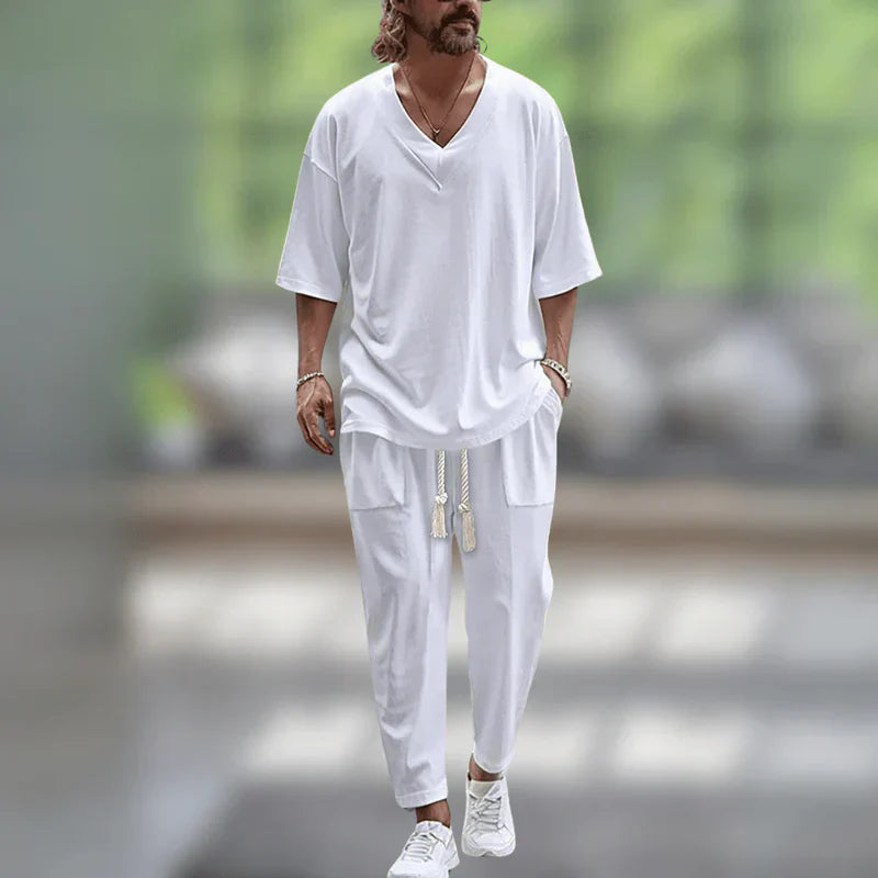 Levoire | Ensemble de coton confortable pour hommes Blanc