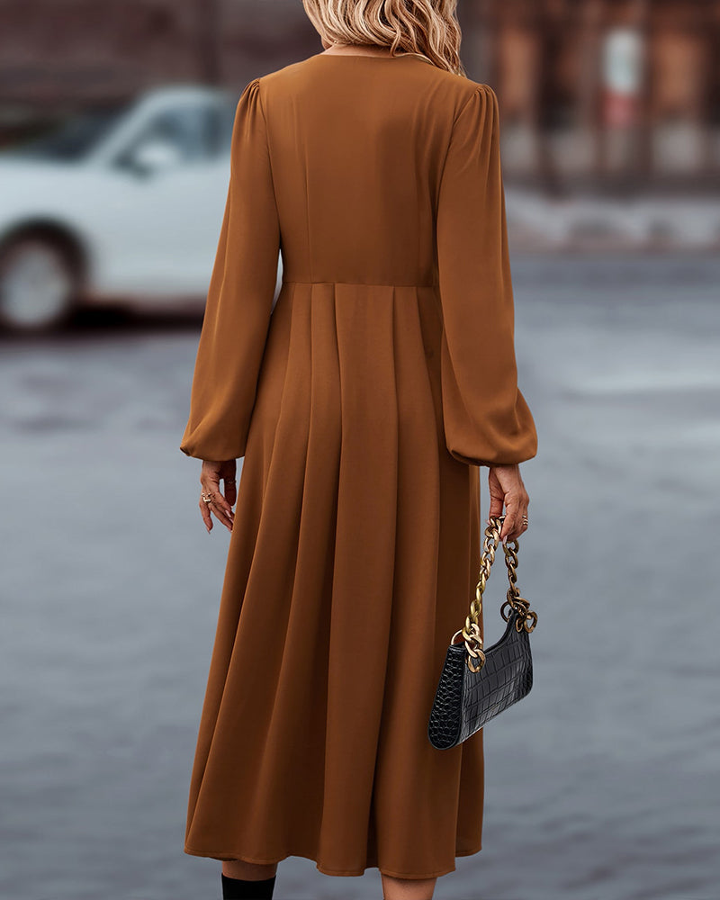 Levoire | Robe Midi D'Automne Avec Manches Longues Et Détails De Boutons