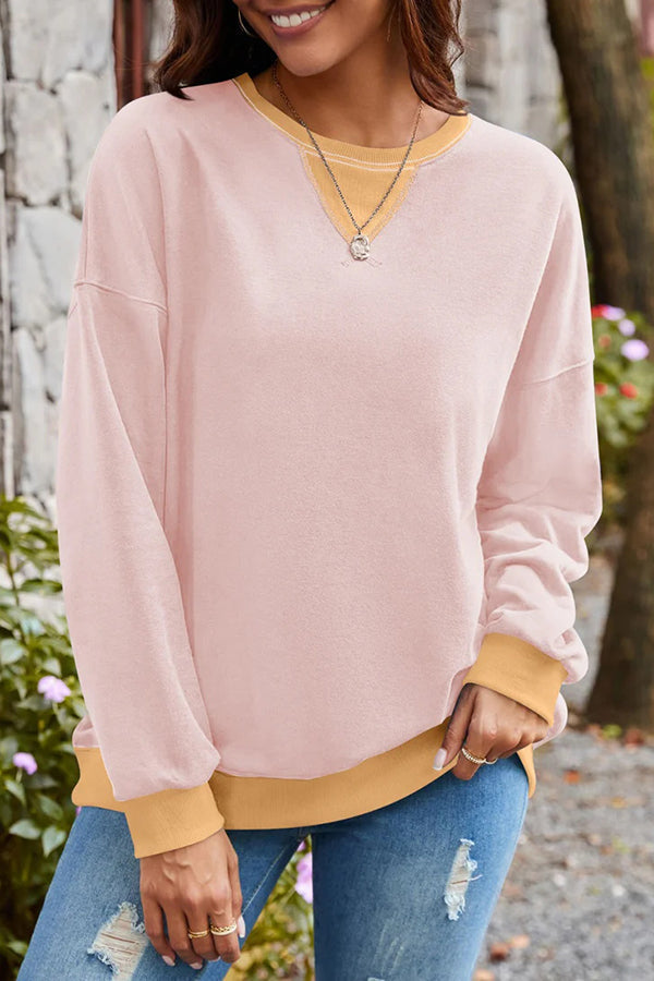 Levoire | Grande Taille Femme Sweat-Shirt Avec Blocs De Couleurs Et Manches Longues Rosa