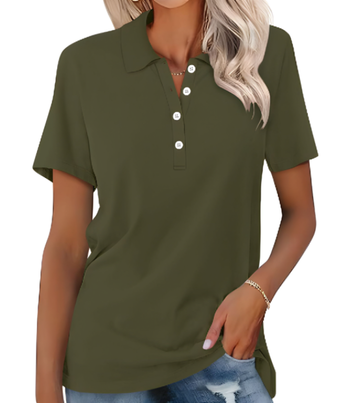 Levoire | Polo Femme Durable à Boutons Vert foncé