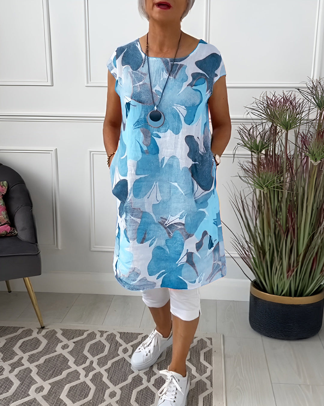 Levoire | Robe chemise avec imprimé papillon Bleu