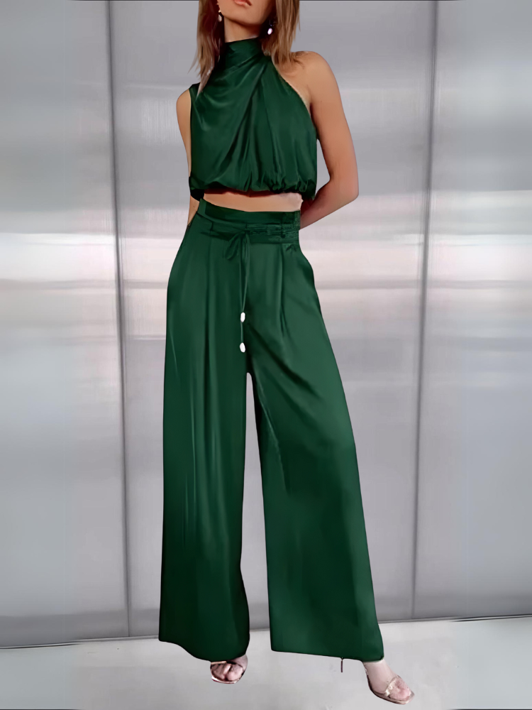 Levoire | Pantalons En Soie Élégants Vert foncé