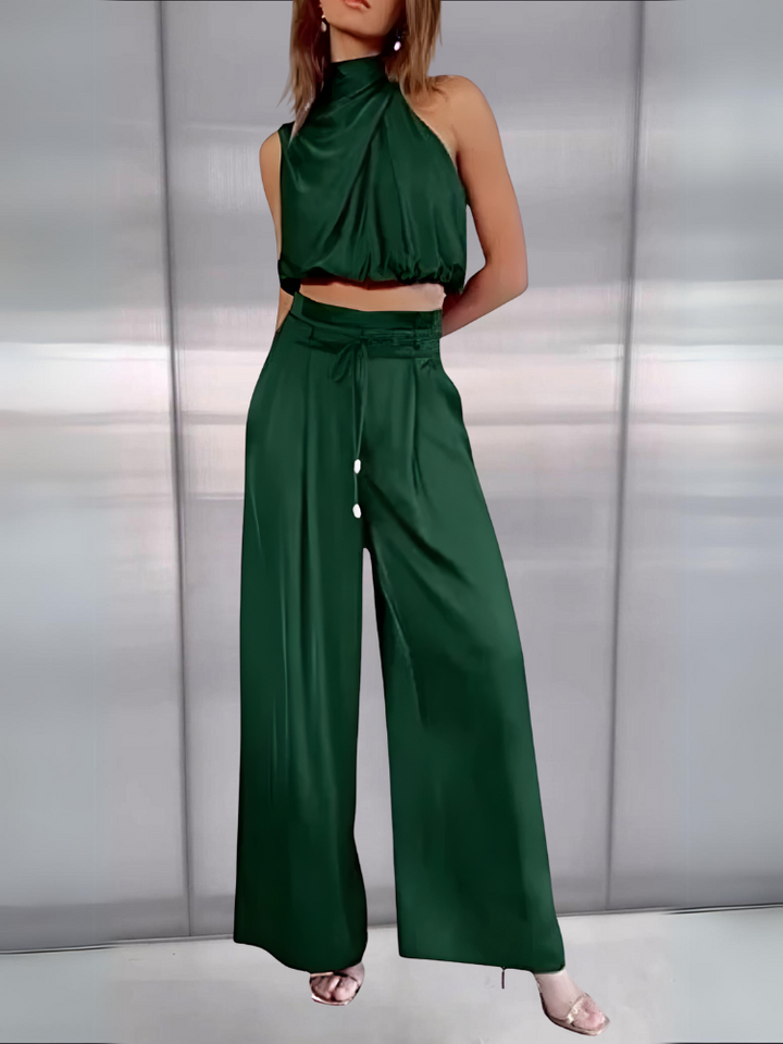 Levoire | Pantalons En Soie Élégants Vert foncé