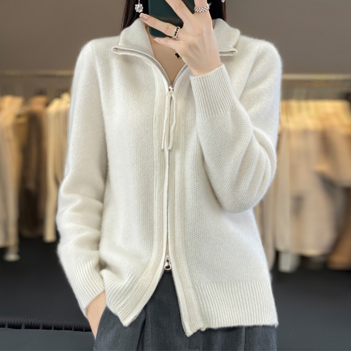 Levoire | Cardigan Zippé Élégant Et Confortable Blanc
