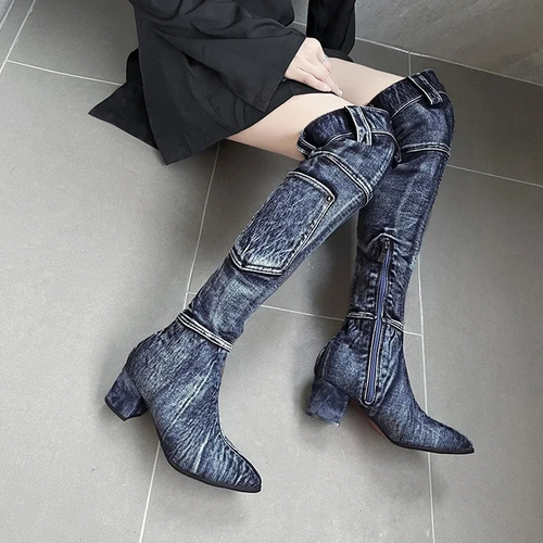 Levoire | Cuissardes en jean à bout pointu tendance pour femmes