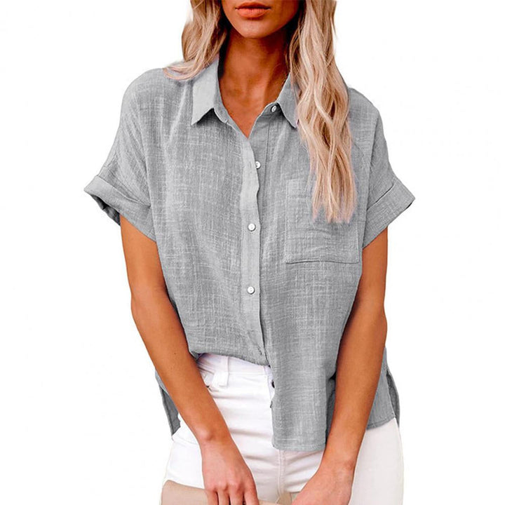 Levoire | Blouse En Lin Élégant À Manches Courtes Gris