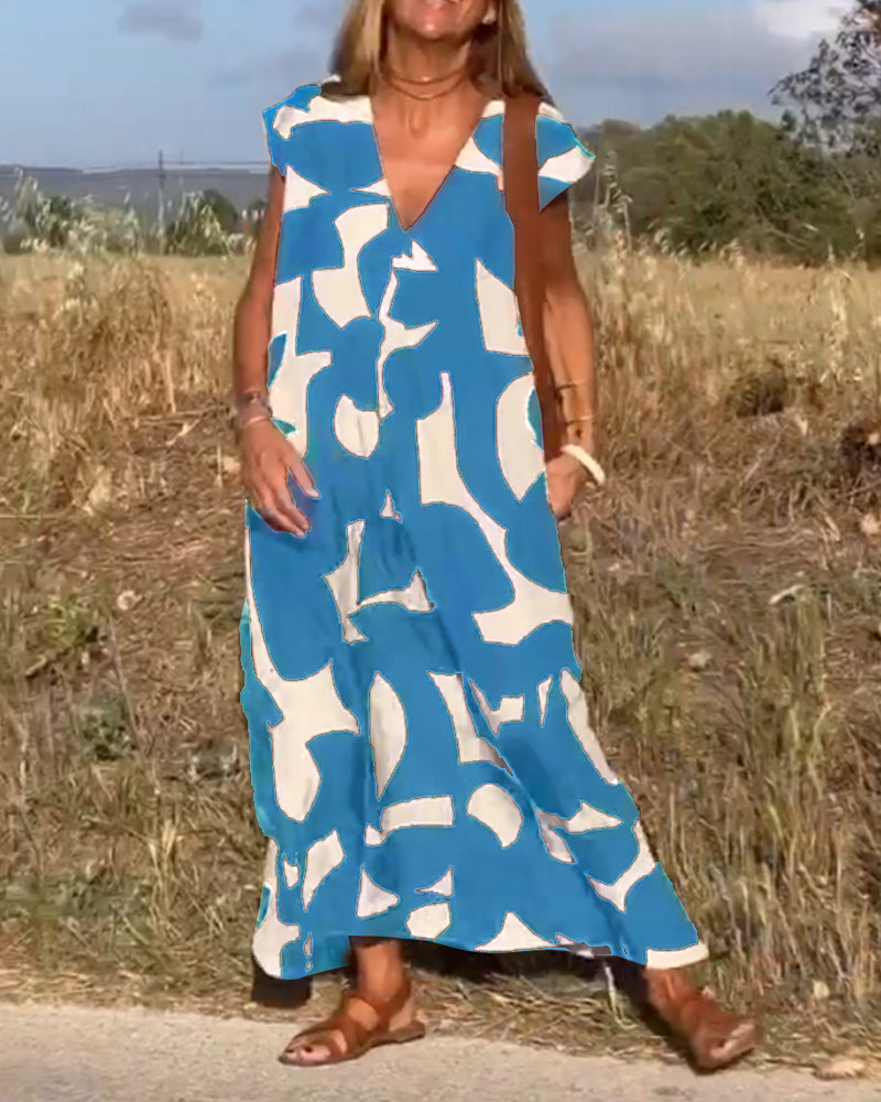 Levoire | V-Neck Robe Maxi Imprimée