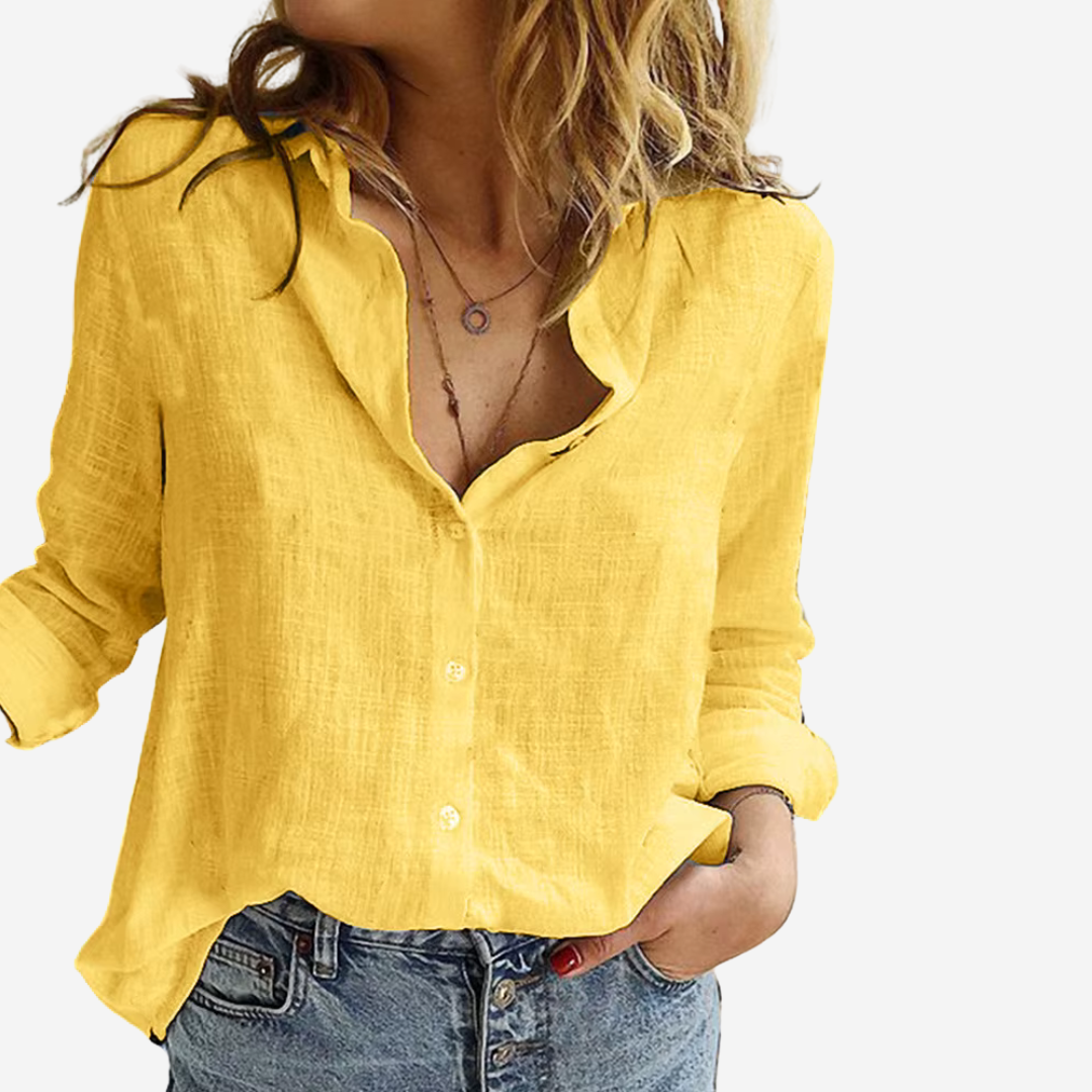 Levoire | Chemisier Femme En Mélange De Lin Jaune