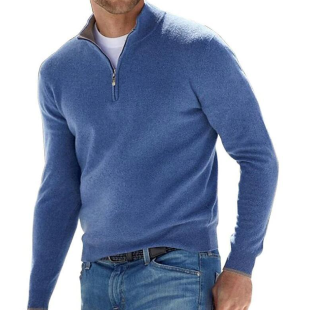 Levoire | Pull homme chaud avec fermeture éclair Bleu