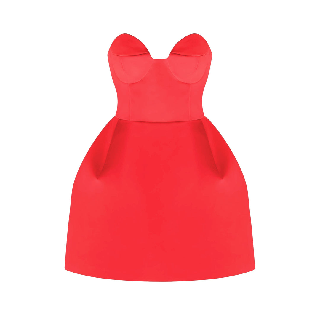 Levoire | Robe Mini Bustier Off-Shoulder Blanche Rot