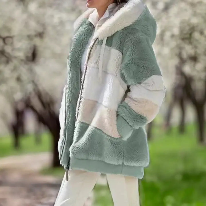 Levoire | Veste Femme Avec Fermeture Éclair, Capuche Volumineuse Et Poches Pratiques Gris