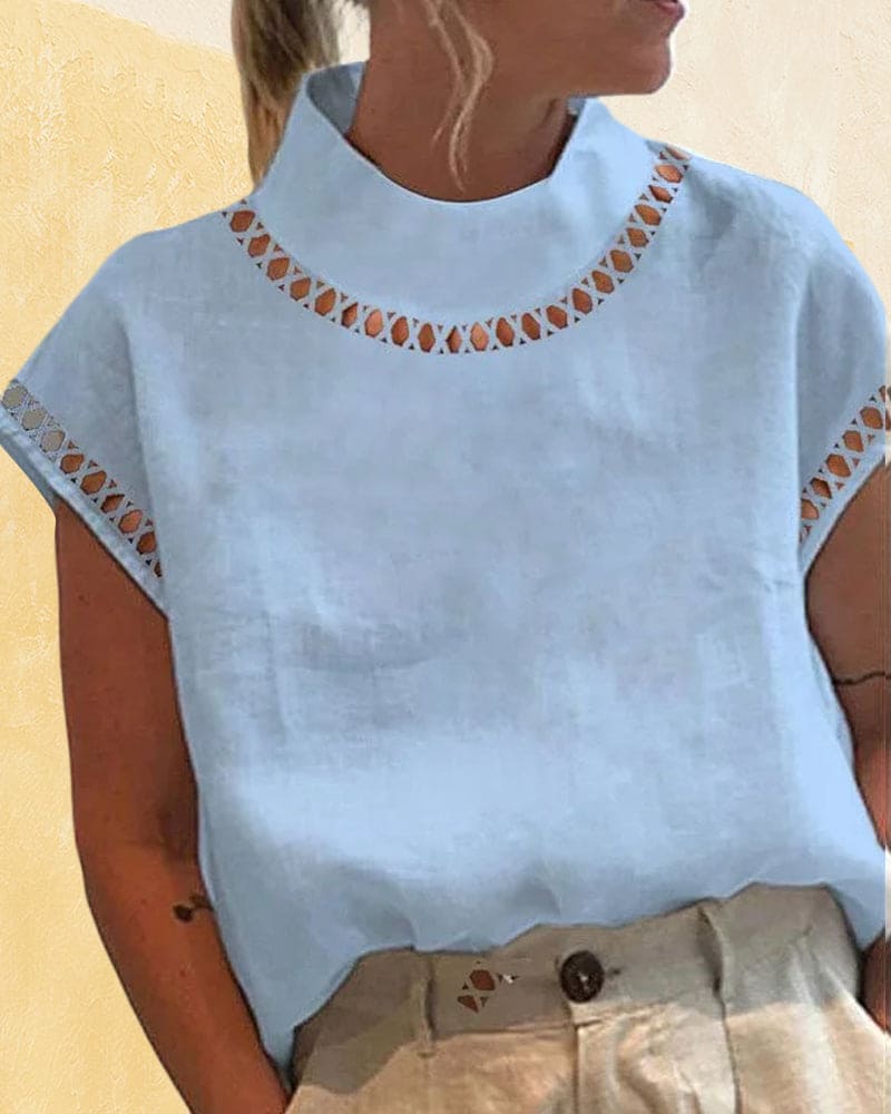Levoire | Blouse En Dentelle Unie Avec Col Montant