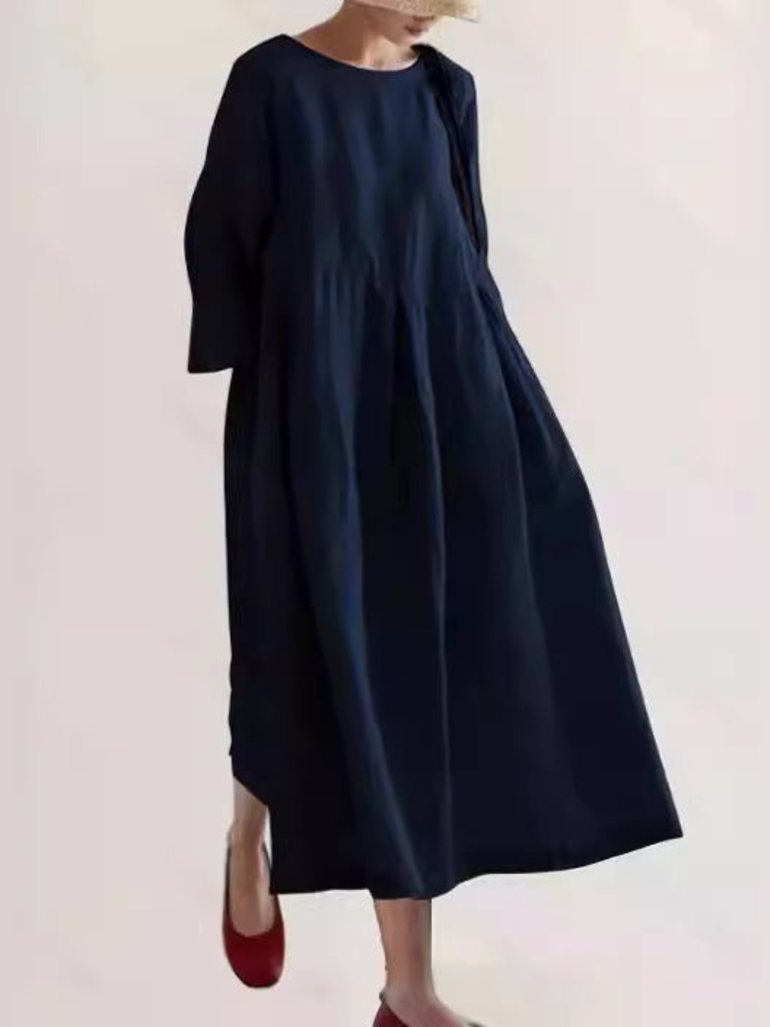 Levoire | Robe Maxi en Lin Chic pour Femmes avec Coupe Ample Élégante Bleu foncé