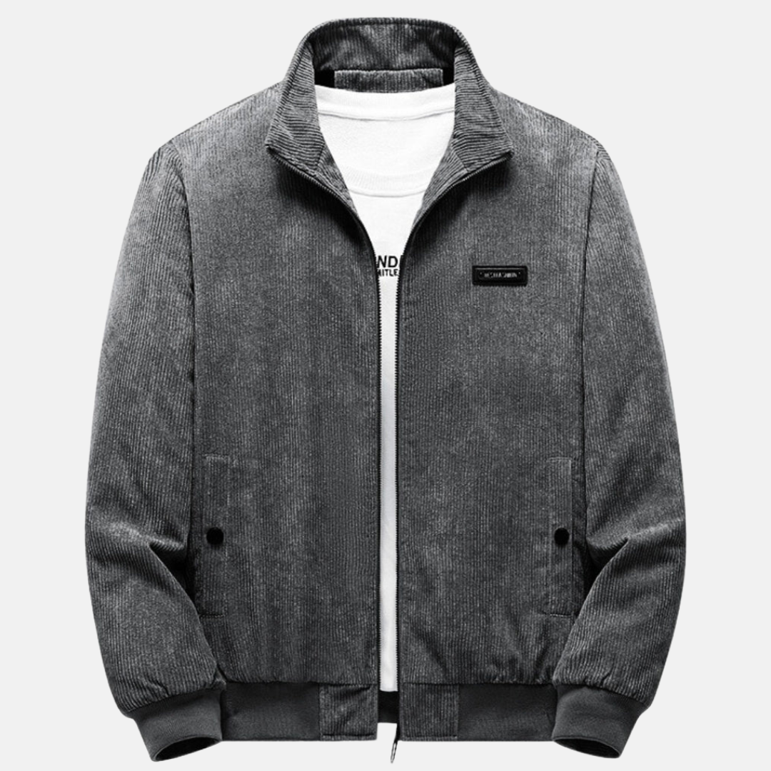 Levoire | Veste En Corduroy Enduit Avec Zip À Manches Longues En Polaire