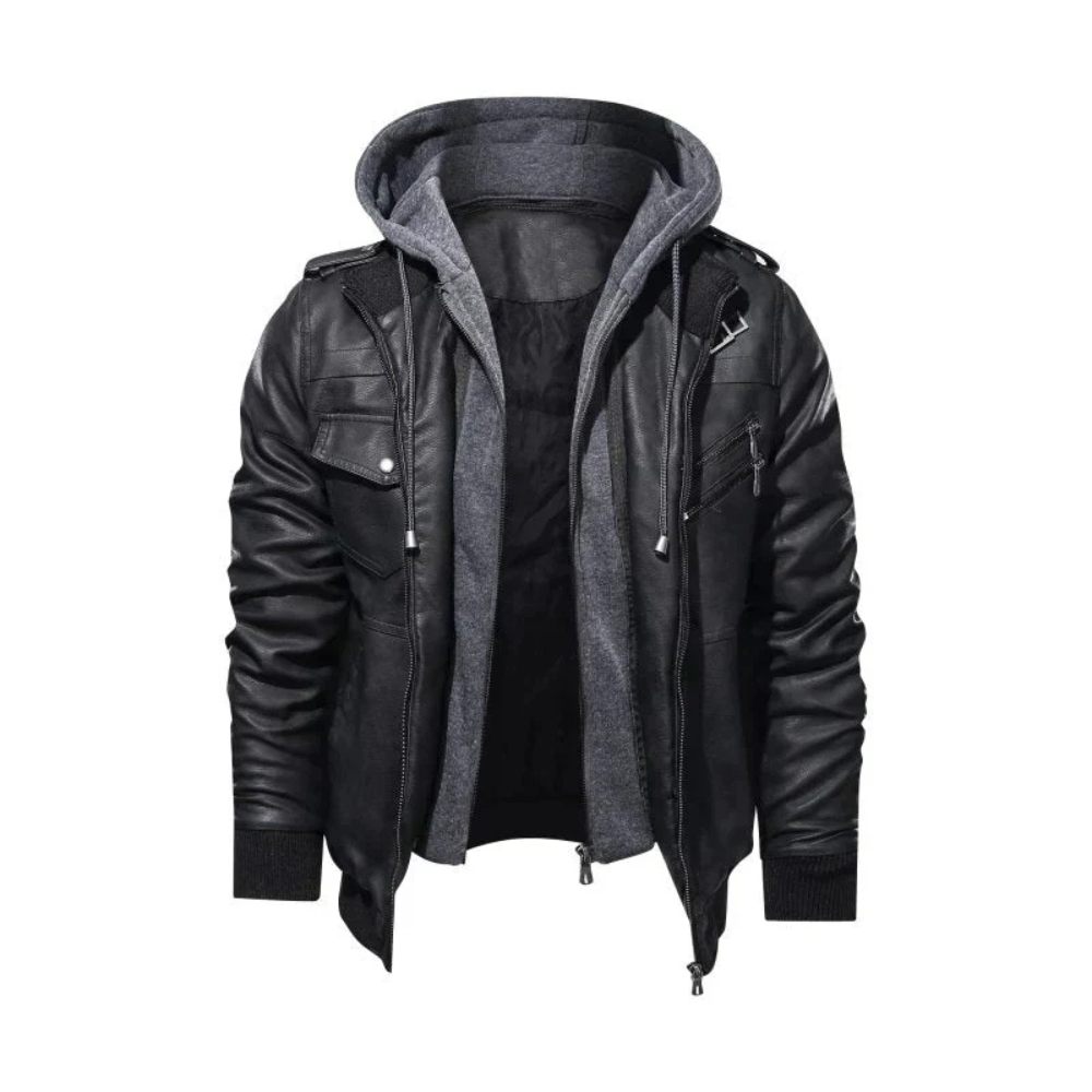 Levoire | Veste En Cuir Avec Capuche Intégrée
