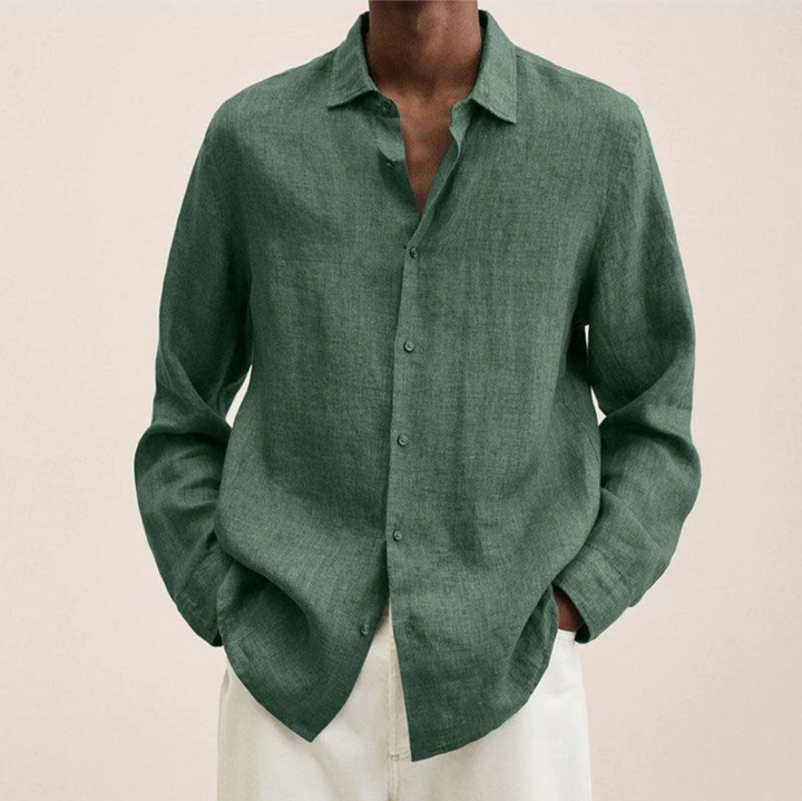 Levoire | Chemise En Lin FR Hommes Long Vert