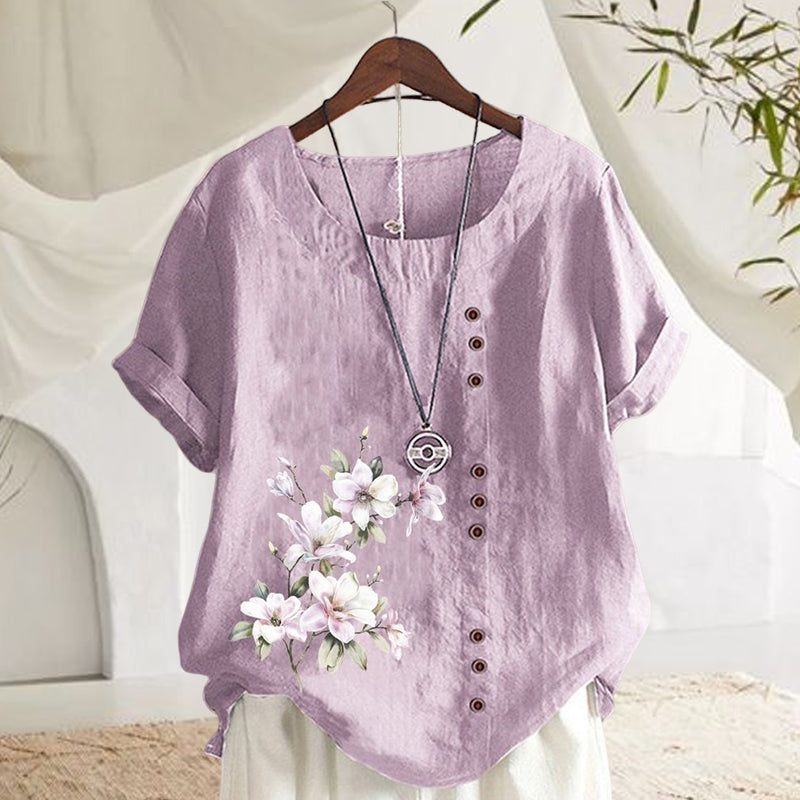 Levoire | Chemise en coton-lin à fleurs Violet