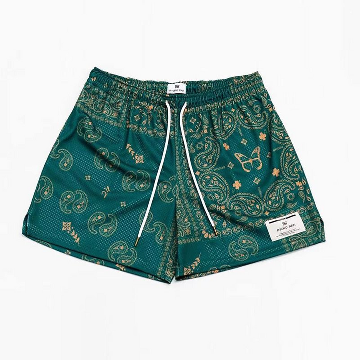 Levoire | Pantalon court en mesh imprimé pour hommes Pantalon d'été époustouflant pour hommes Vert