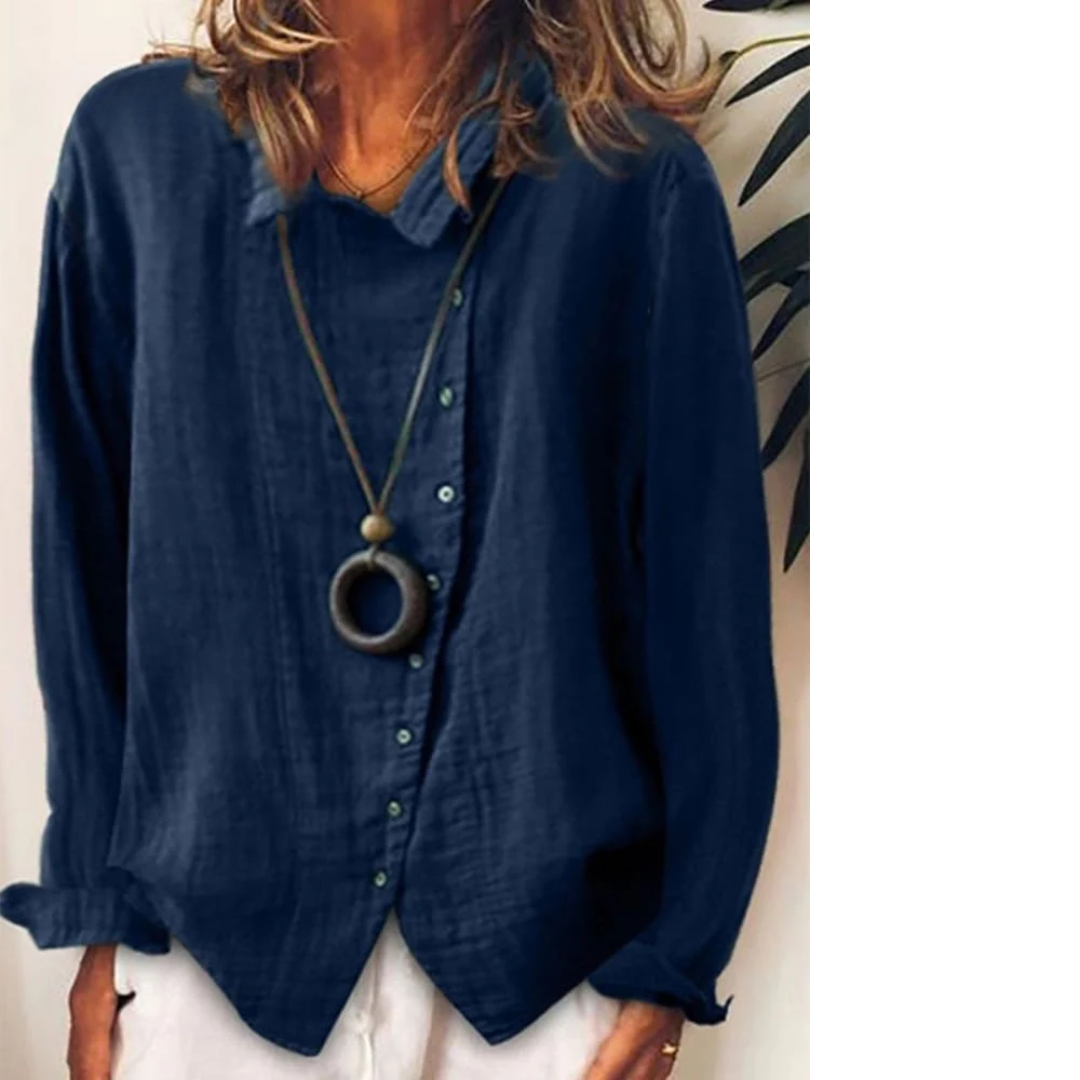 Levoire | Chemise Longue Décontractée En Lin De Coton Bleu