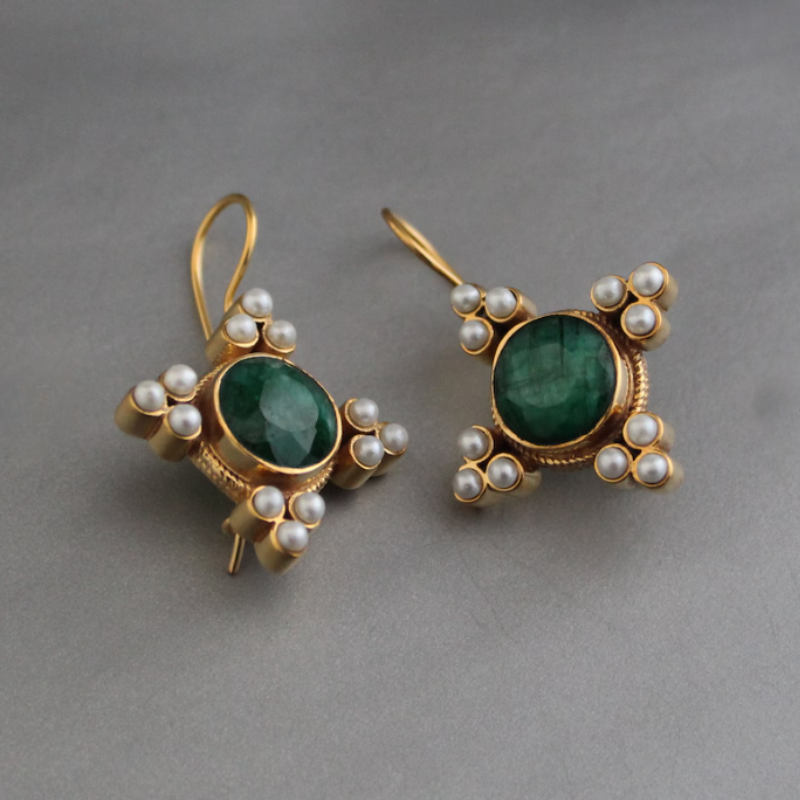 Levoire | Helmi Vin Rouge Collected Gouttes Boucles D'Oreilles Dorées