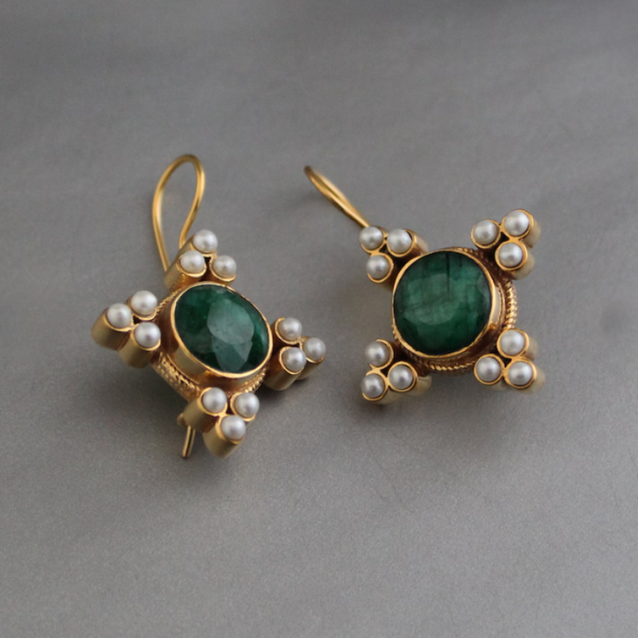 Levoire | Helmi Vin Rouge Collected Gouttes Boucles D'Oreilles Dorées