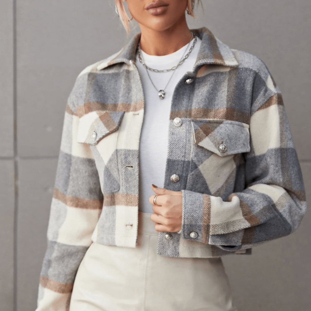 Levoire | Veste De Transition Patchwork Femme Avec Fermeture À Boutons
