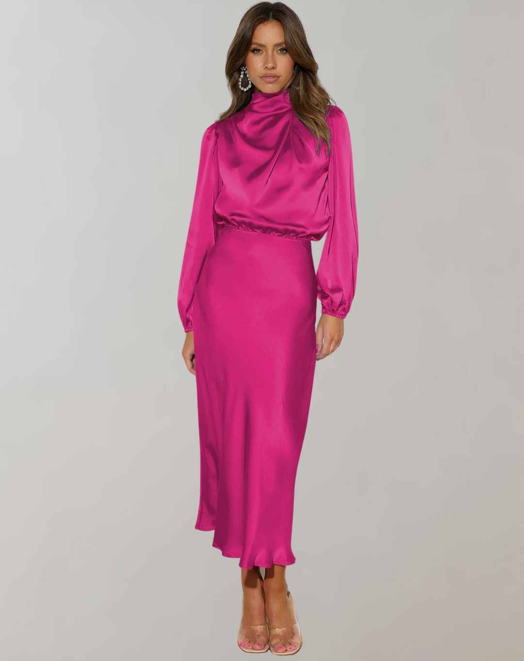 Levoire | Langrmliges Robe En Satin Rosa