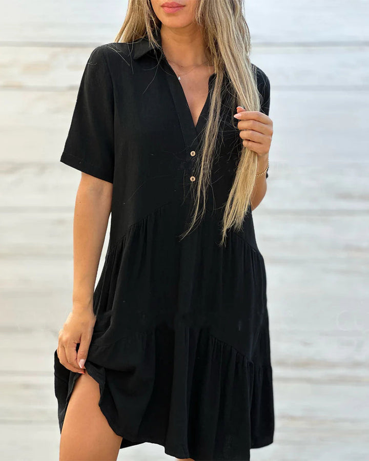 Levoire | Robe D'Été Classique Avec Décolleté En V Et Boutons Noir