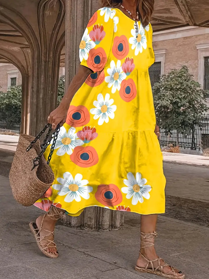 Levoire | Belle Robe À Fleurs Jaune