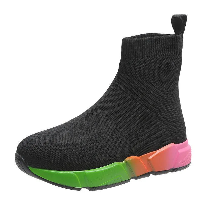 Levoire | Chaussures de sport élastiques à semelle épaisse Noir et multicolore