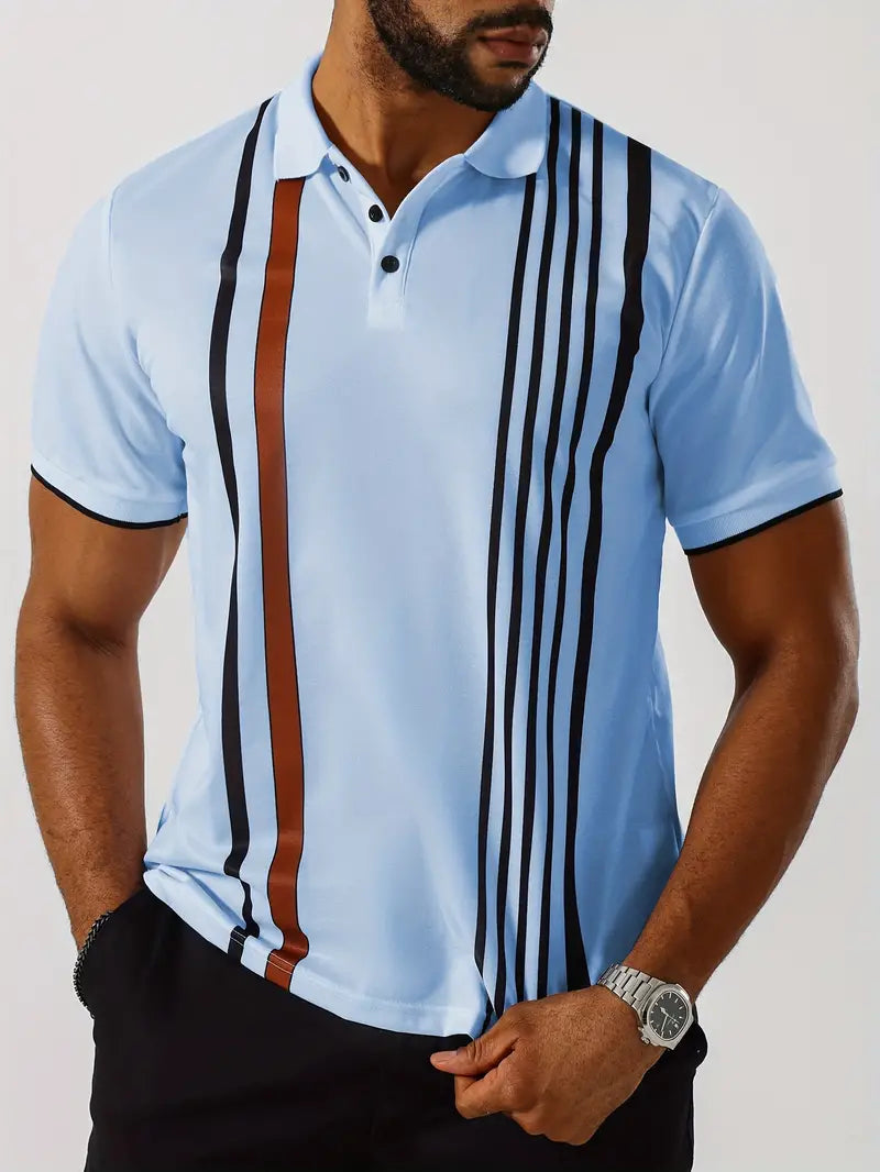 Levoire | T-Shirt Avec Motif De Rayures Rétro Verticales Bleu ciel