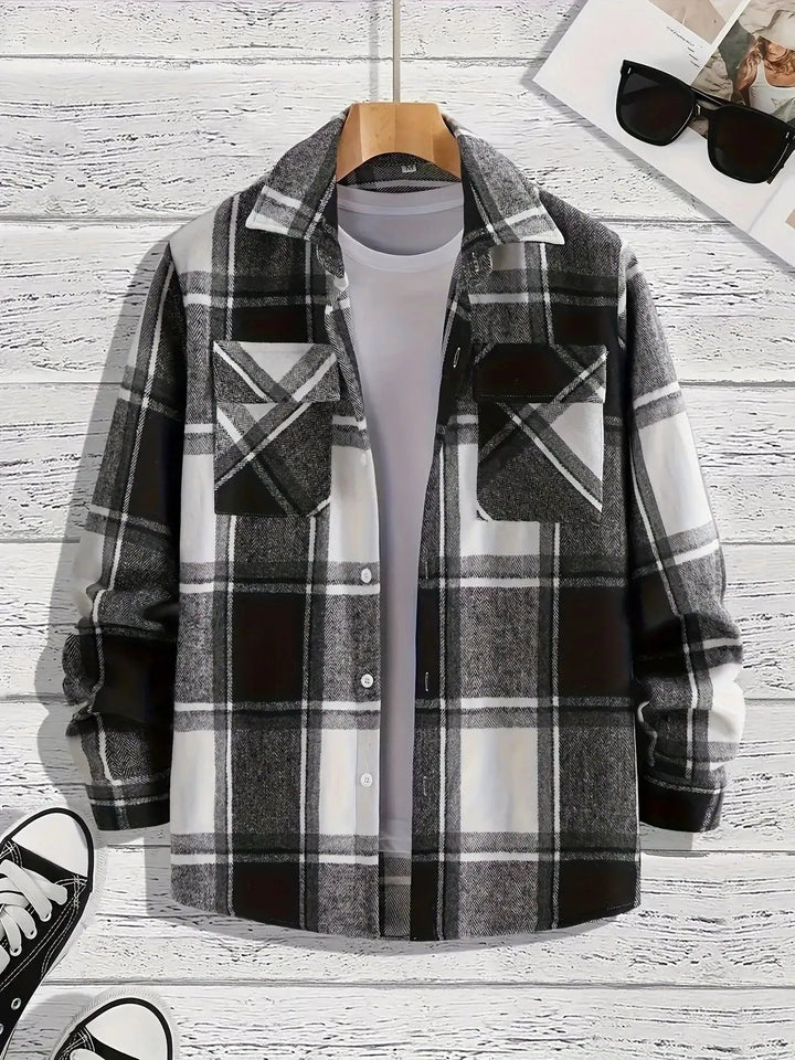 Levoire | Veste à carreaux décontractée polyvalente Noir