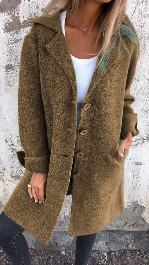 Levoire | Manteau Long Casual Élégant Avec Poches Pratiques Marron