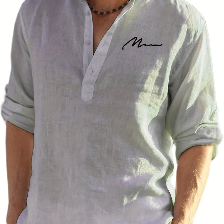 Levoire | Retro Pellavasekoite Henley-Shirt À Manches Longues