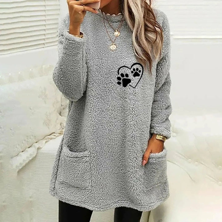 Levoire | Pull over en coton pour femmes à manches longues Gris
