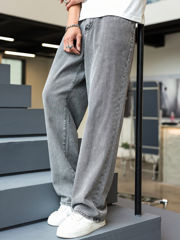 Levoire | Jeans Pour Hommes Classiques Avec Jambes Droites Et Poches gris