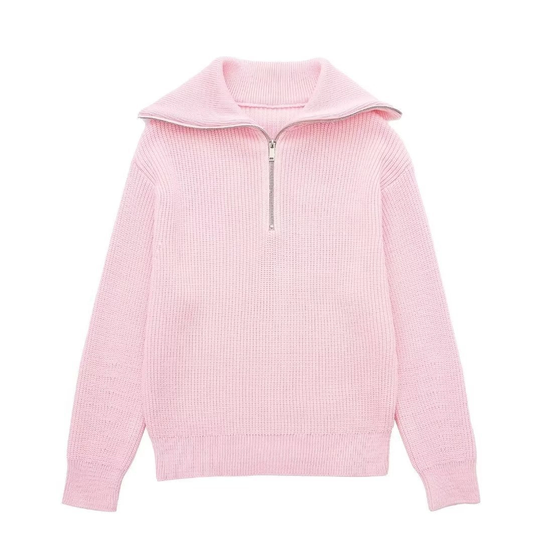 Levoire | Pull À Col Zippe Quart Rosa