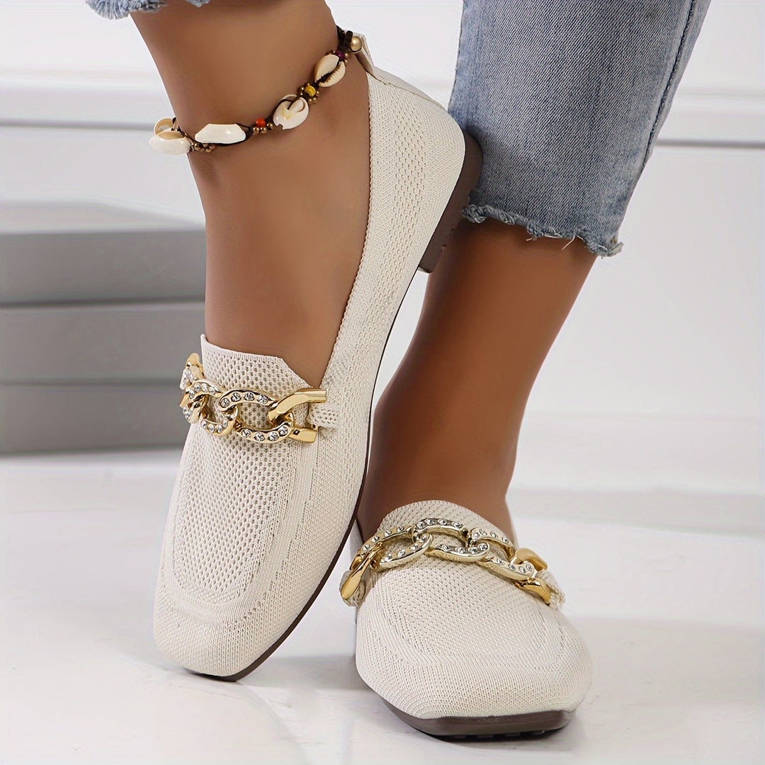 Levoire | Ballerines Élégantes Avec Chaîne Métallique Abricot