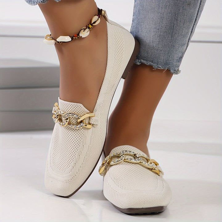 Levoire | Ballerines Élégantes Avec Chaîne Métallique Abricot