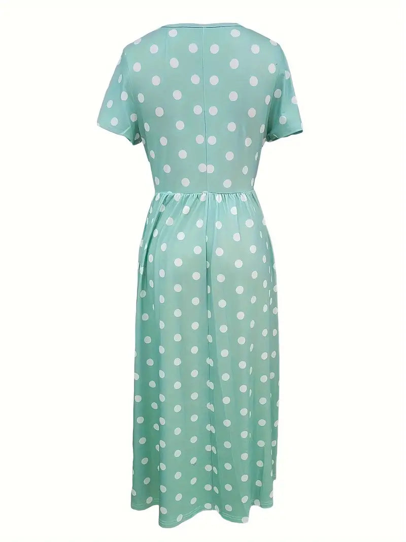 Levoire | Robe Courte À Manches Courtes, Légère, À Pois Avec Col Rond