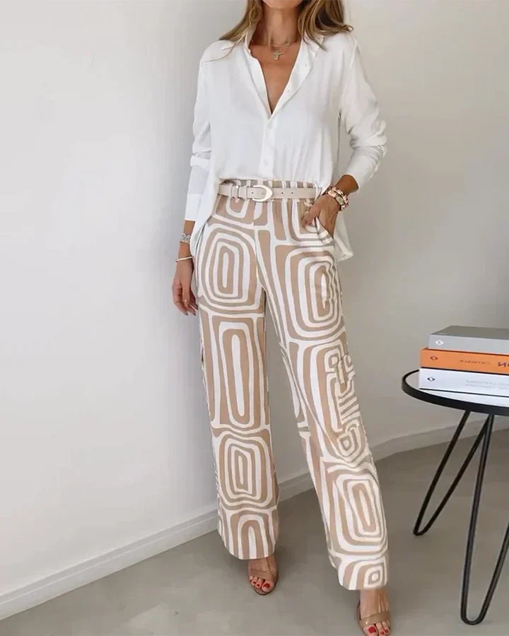 Levoire | Pantalon taille haute avec poches Beige